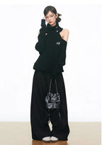 Silver Button Off Shoulder Knit Top OL2143