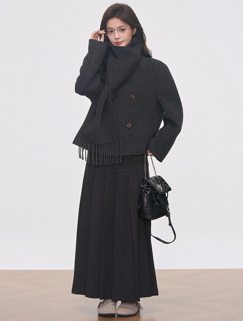 Short Tailored Coat with Scarf   oliviroa オリヴィオラ