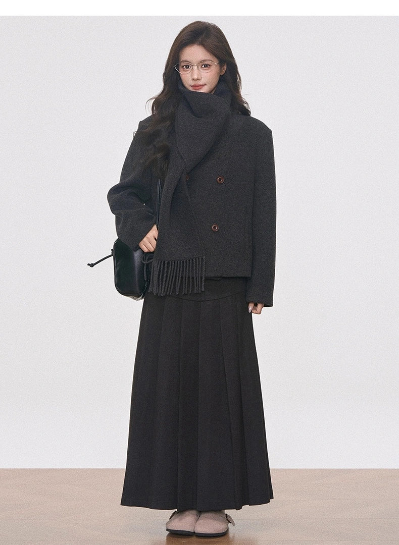 Short Tailored Coat with Scarf   oliviroa オリヴィオラ