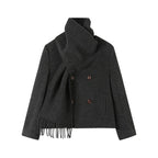 Short Tailored Coat with Scarf OL2144