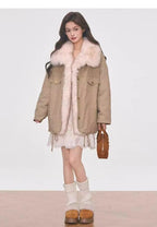 Washed Utility Jacket with Faux Fur Trim   oliviroa オリヴィオラ