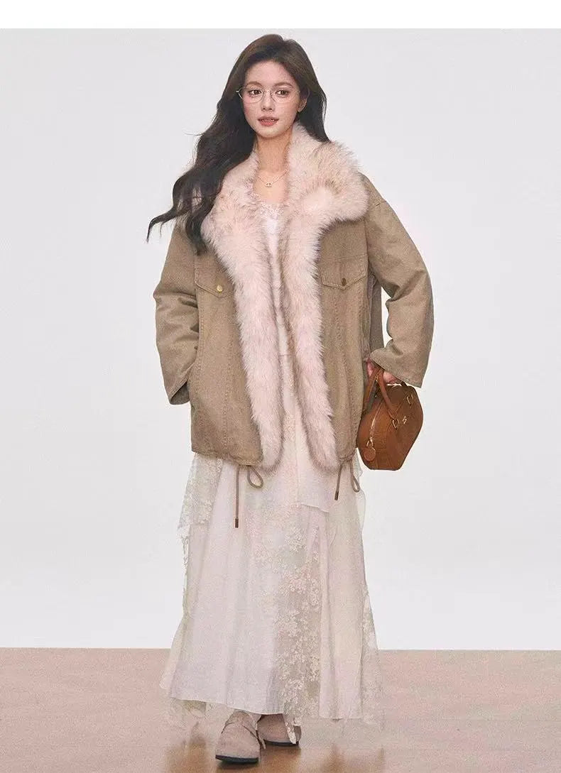 Washed Utility Jacket with Faux Fur Trim OL2145