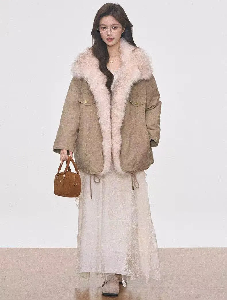 Washed Utility Jacket with Faux Fur Trim OL2145