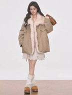 Washed Utility Jacket with Faux Fur Trim OL2145