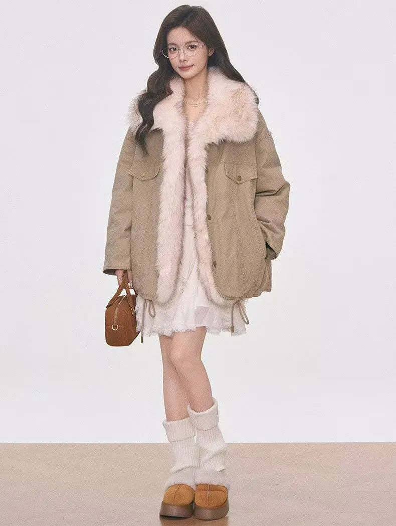 Washed Utility Jacket with Faux Fur Trim OL2145