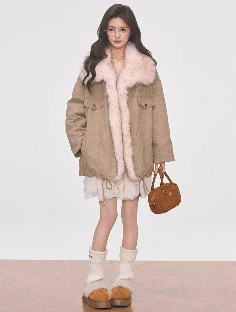 Washed Utility Jacket with Faux Fur Trim OL2145