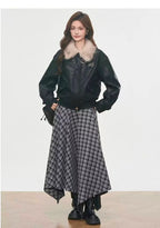 Fur Collar Faux Leather Jacket OL2146