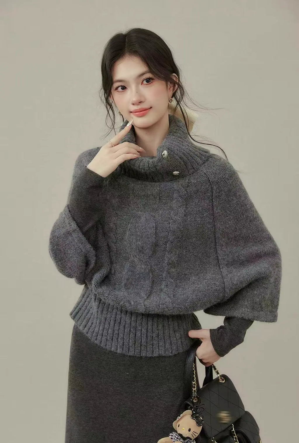 Cable High Neck Short Top  oliviroa オリヴィオラ