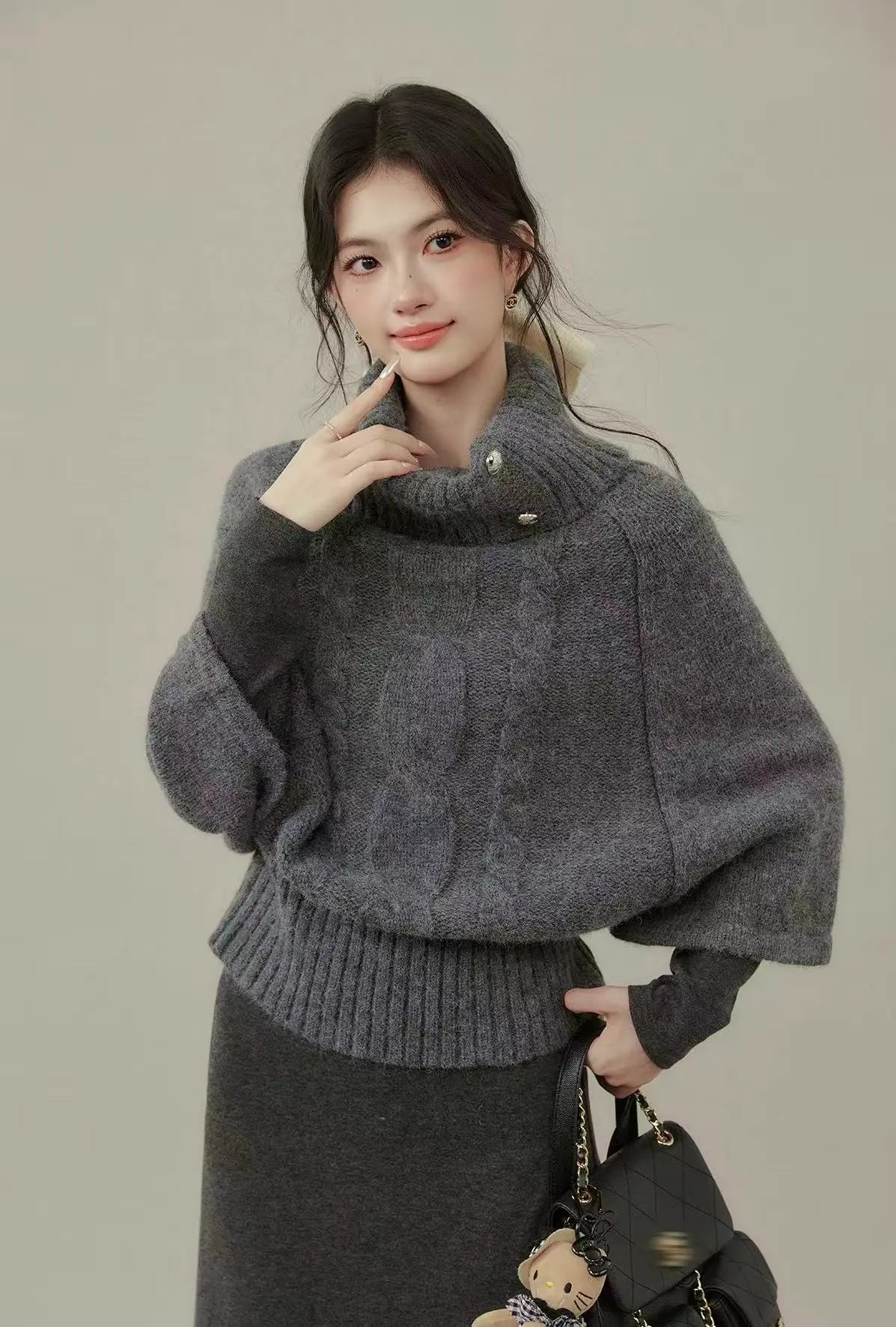 Cable High Neck Short Top  oliviroa オリヴィオラ