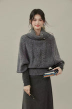 Cable High Neck Short Top OL2156