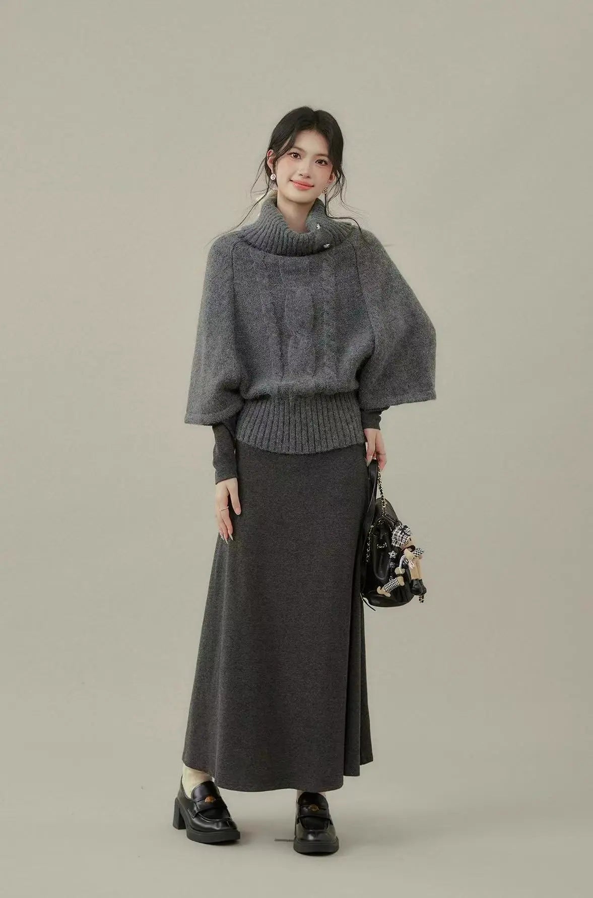 Cable High Neck Short Top  OL2156