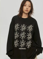 Sunflower Print Relaxed Long Sleeve Tee OL2157