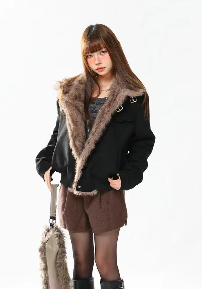 Moto Collar Padded Short Jacket  oliviroa オリヴィオラ