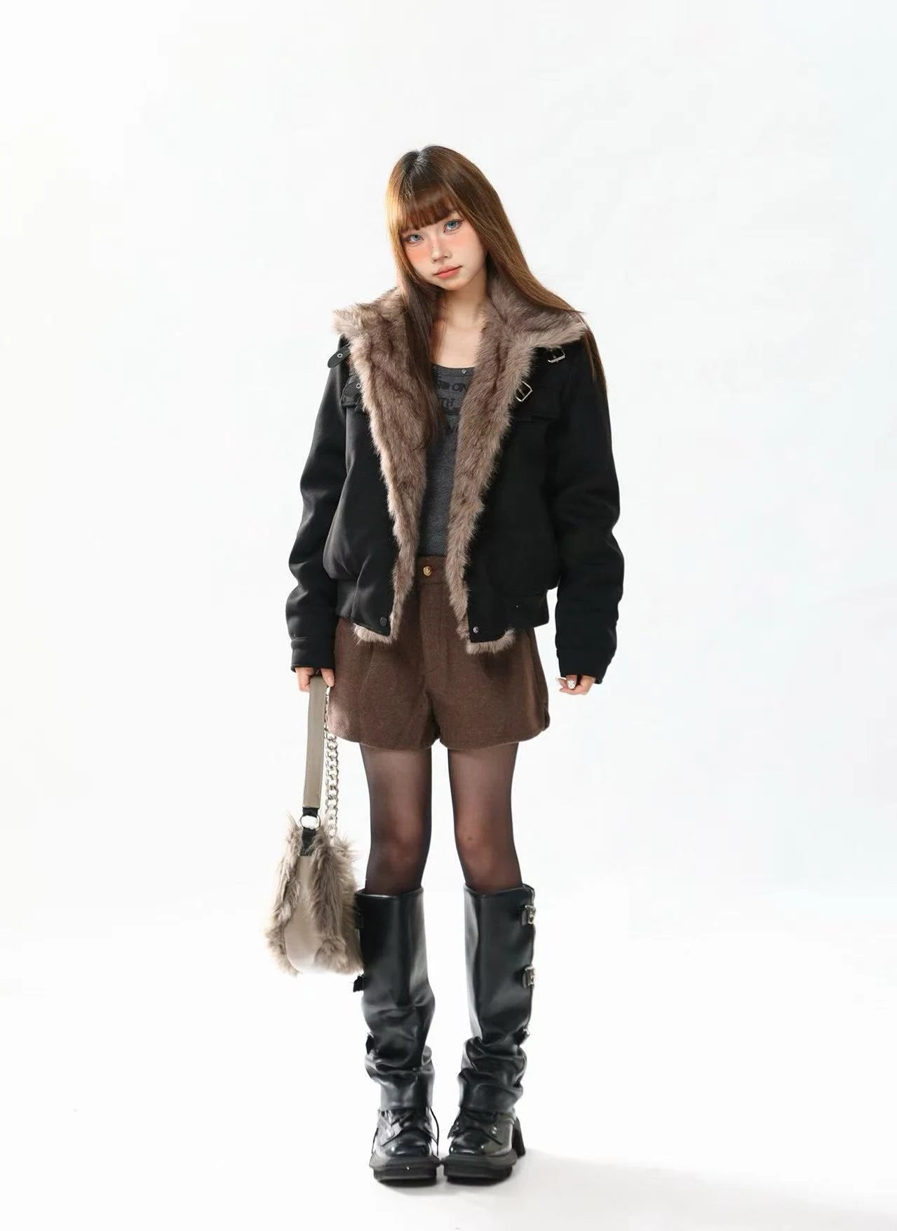 Moto Collar Padded Short Jacket OL2158