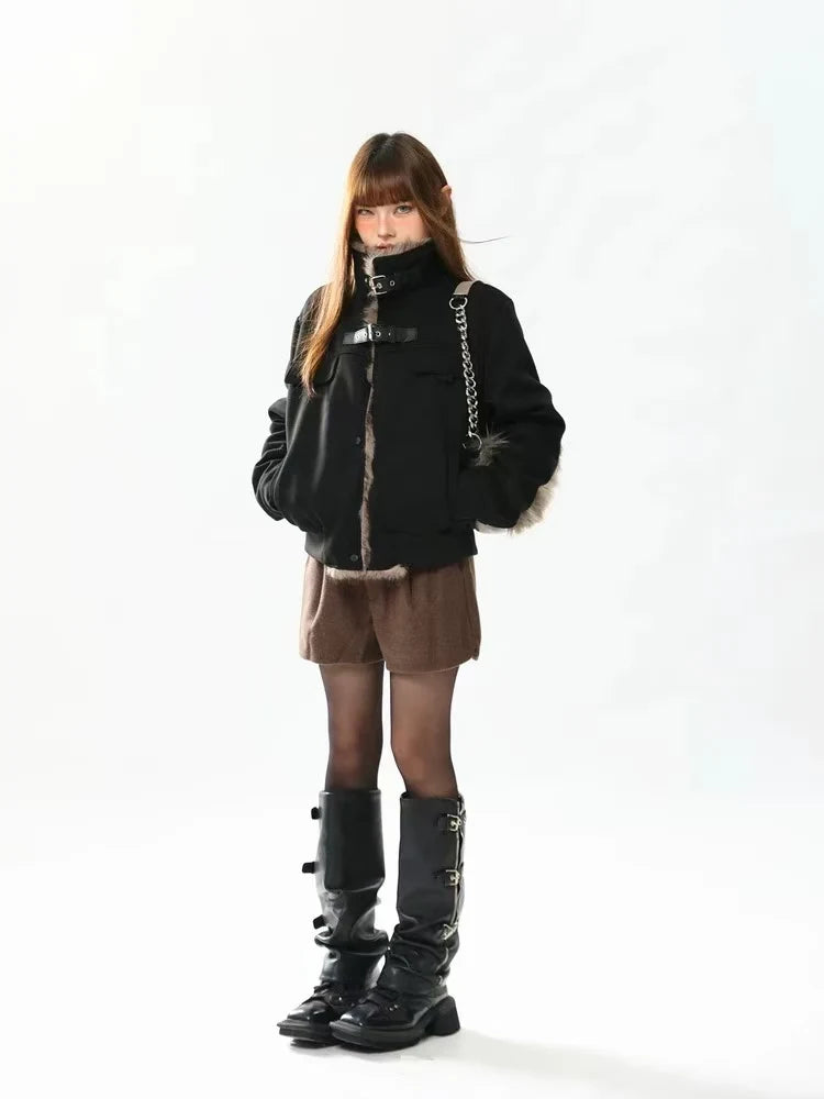 Moto Collar Padded Short Jacket OL2158