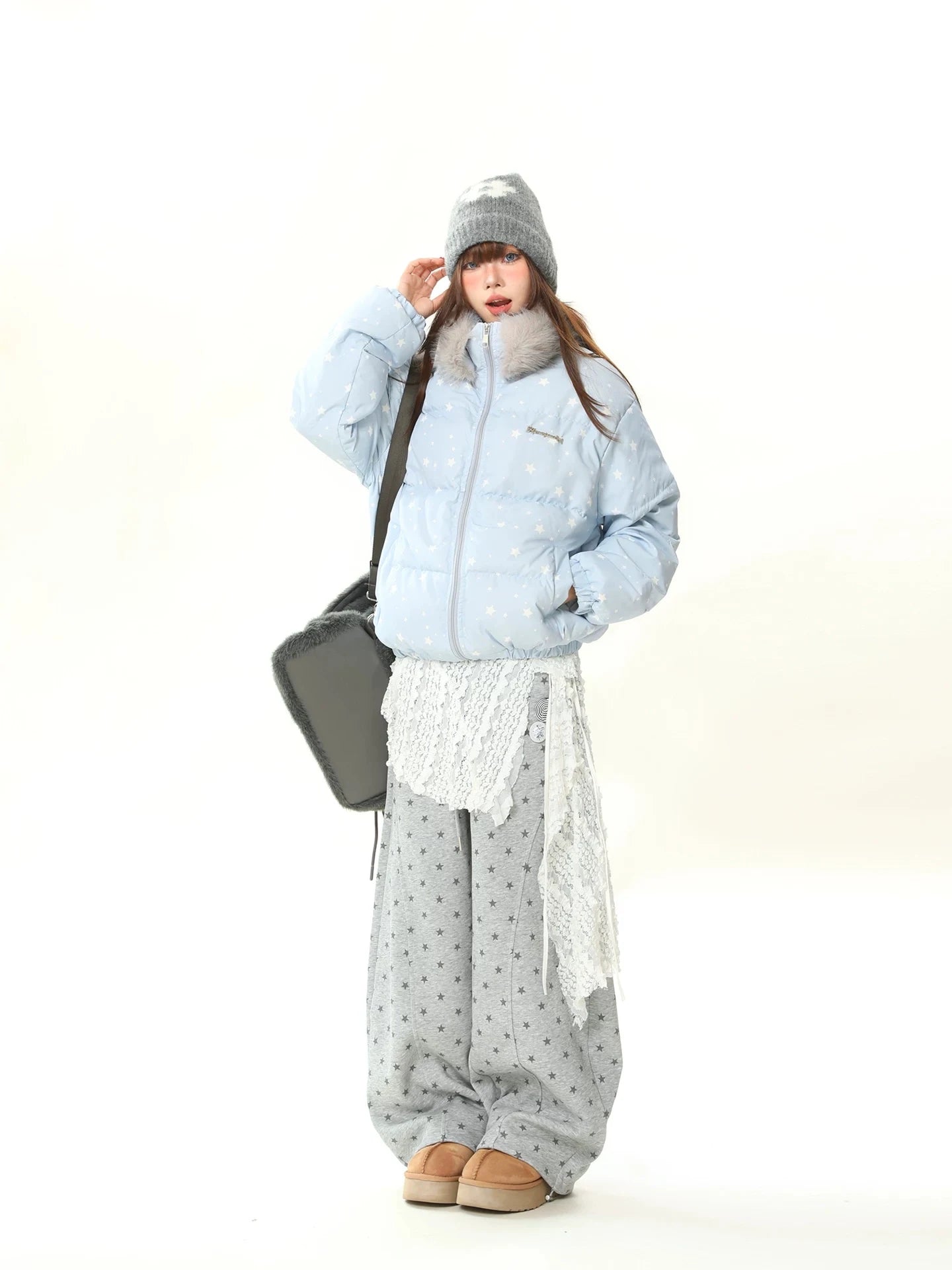 Star Fur Collar Short Jacket  OL2163