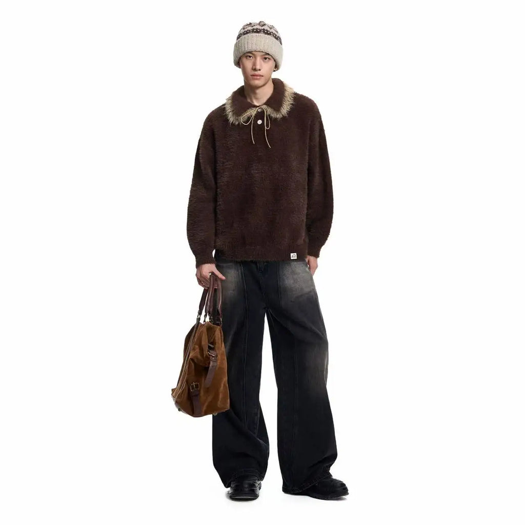 Contrast Collar Top with Detachable Design OL2166