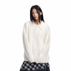 Contrast Collar Top with Detachable Design OL2166