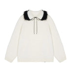 Contrast Collar Top with Detachable Design OL2166