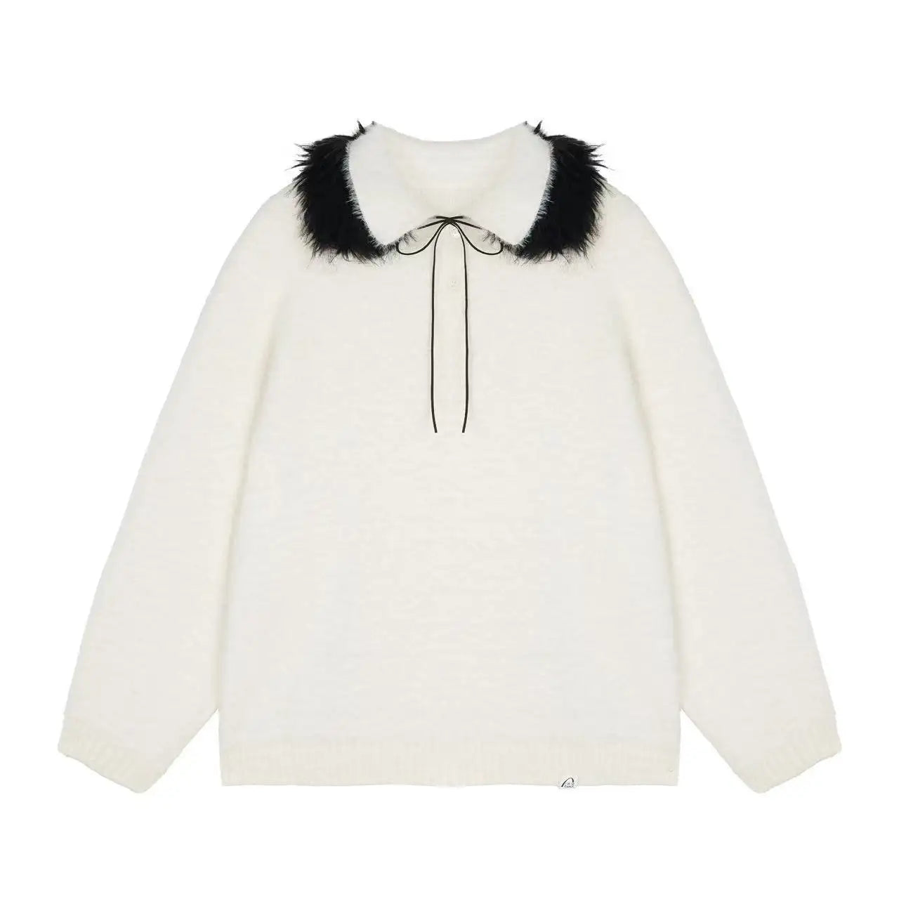 Contrast Collar Top with Detachable Design   OL2166