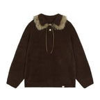 Contrast Collar Top with Detachable Design OL2166