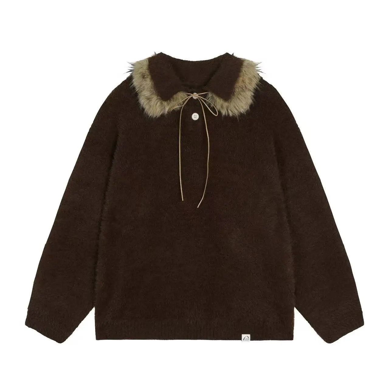 Contrast Collar Top with Detachable Design   OL2166