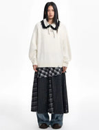 Contrast Collar Top with Detachable Design OL2166