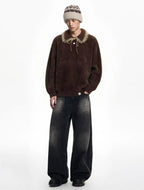 Contrast Collar Top with Detachable Design OL2166