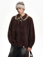 Contrast Collar Top with Detachable Design   oliviroa オリヴィオラ