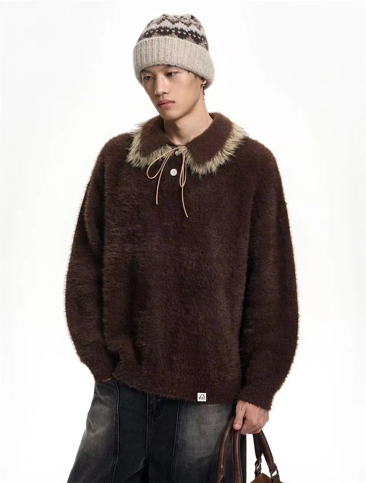 Contrast Collar Top with Detachable Design   oliviroa オリヴィオラ