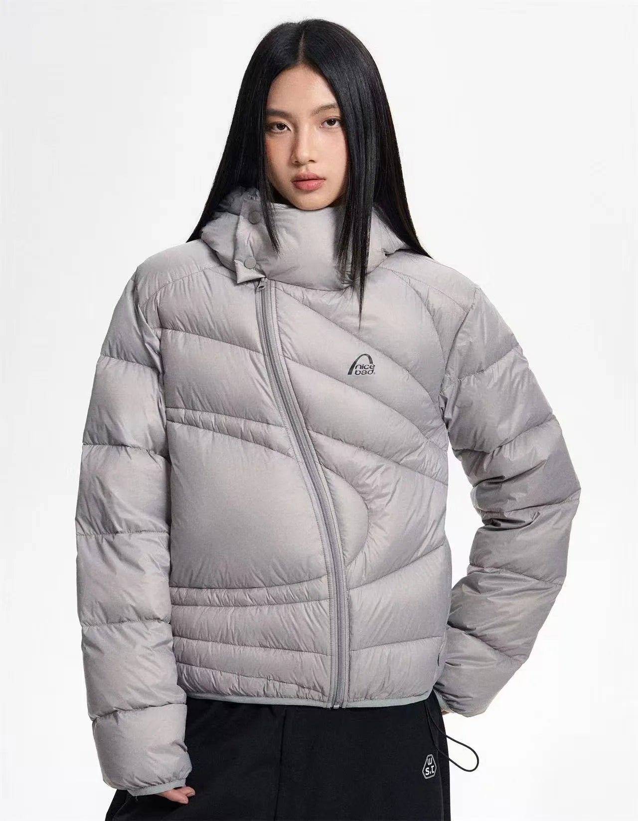 Lightweight Asymmetric Quilted Down Jacket   oliviroa オリヴィオラ