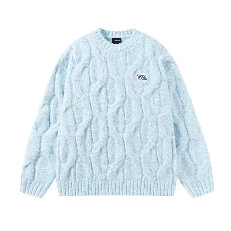 Textured Cable Pullover with Color Yarn Detail   OL2170