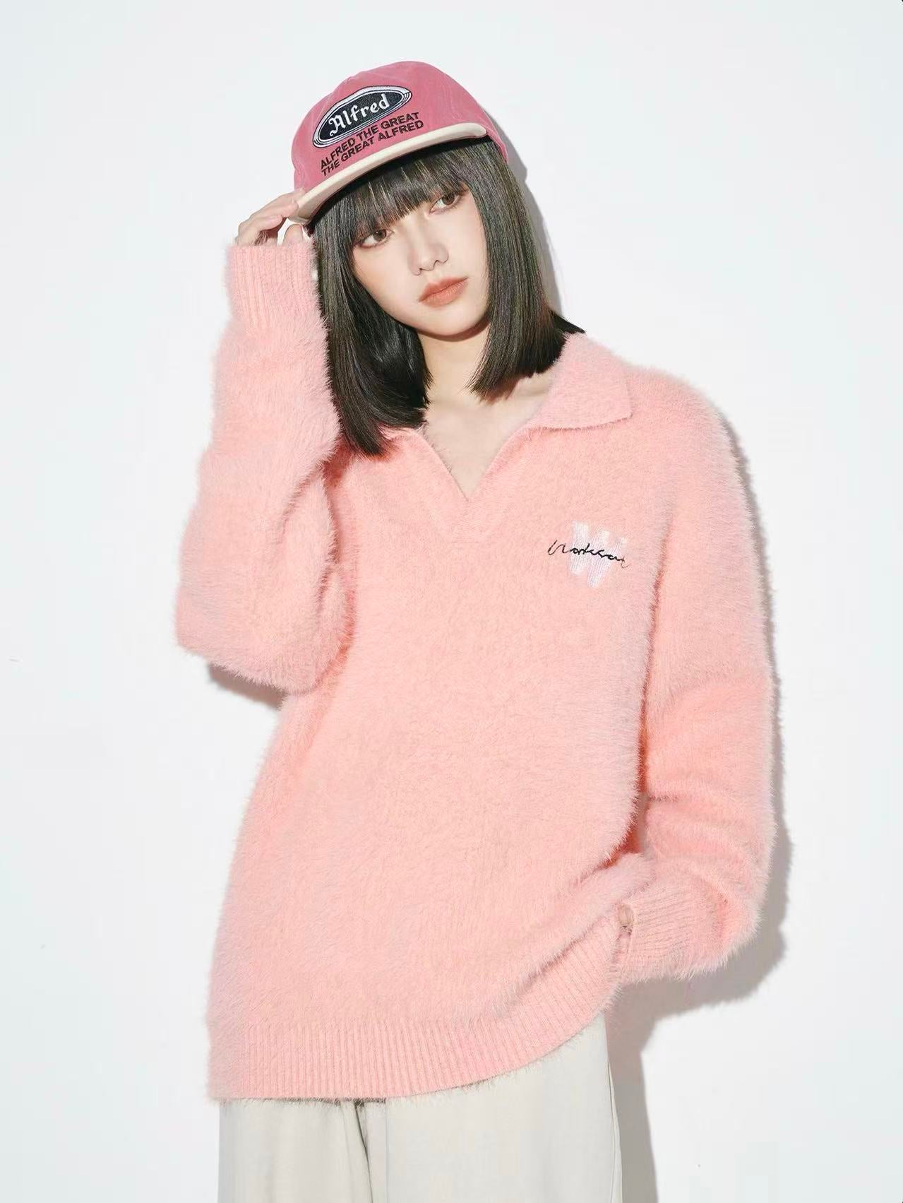 Faux Fur V-Neck Sweater   OL2171