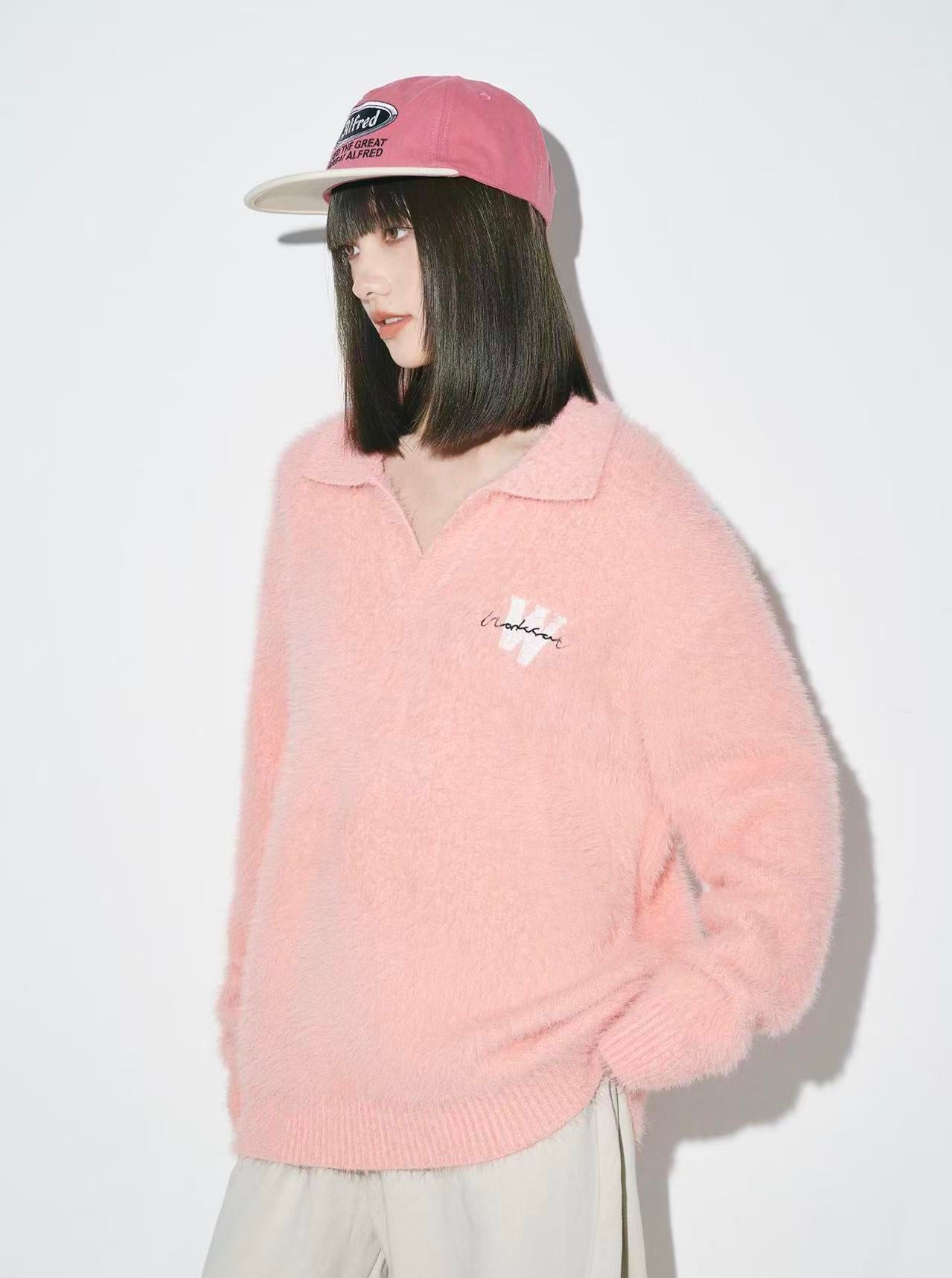 Faux Fur V-Neck Sweater   OL2171