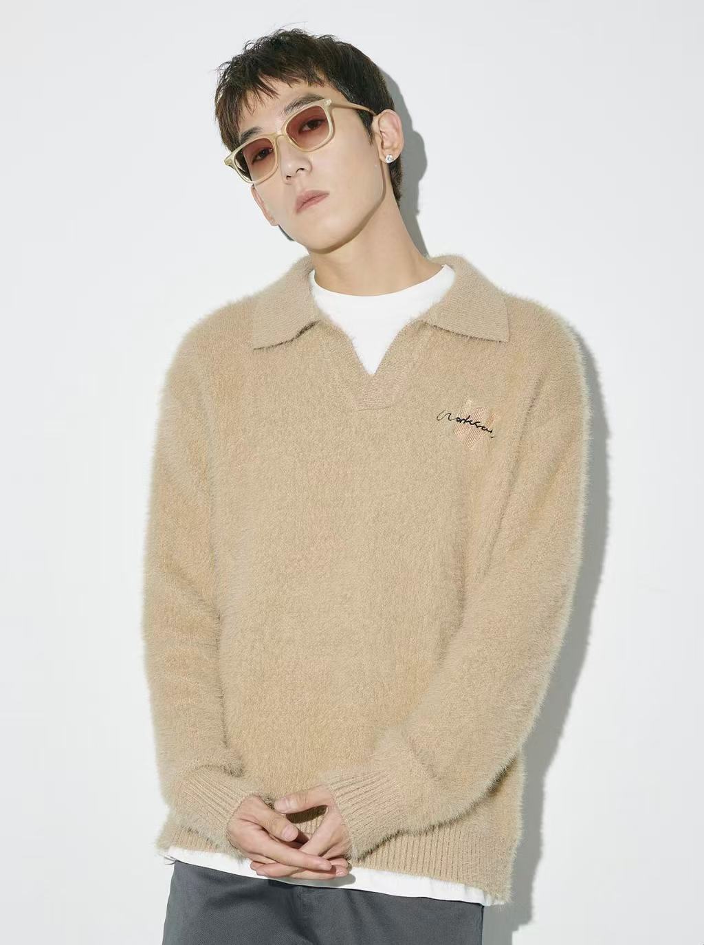 Faux Fur V-Neck Sweater   OL2171