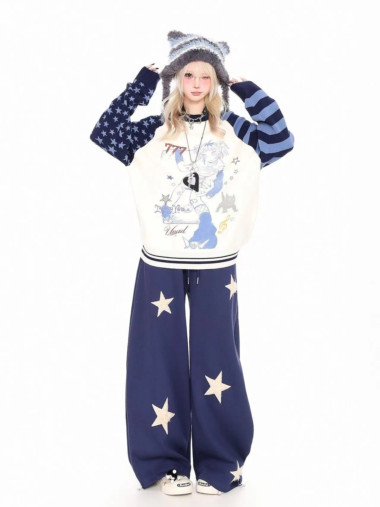 Y2K Character Graphic Oversized Cardigan  OL2177