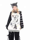 Y2K Character Graphic Oversized Cardigan  oliviroa オリヴィオラ