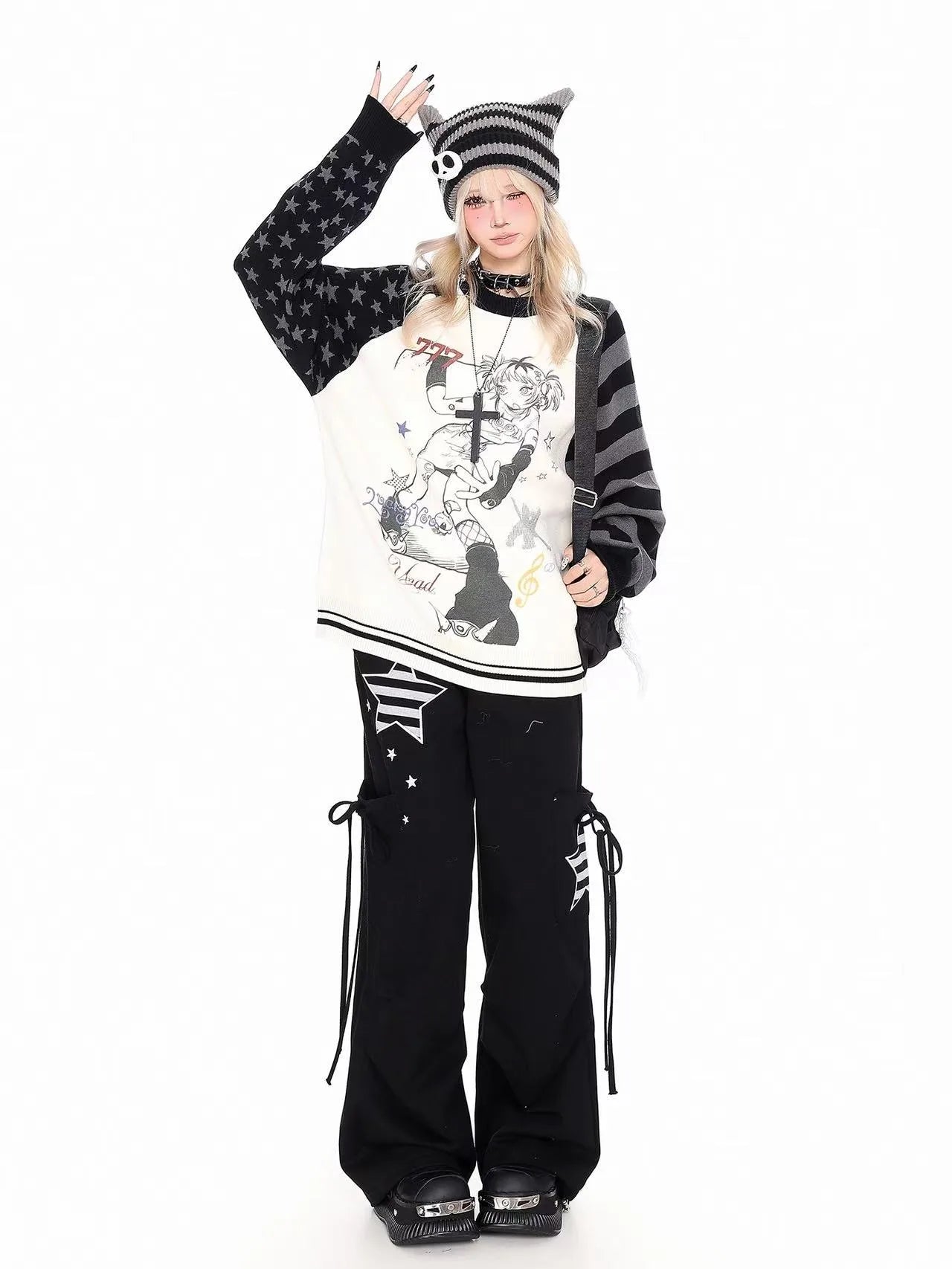 Y2K Character Graphic Oversized Cardigan  OL2177