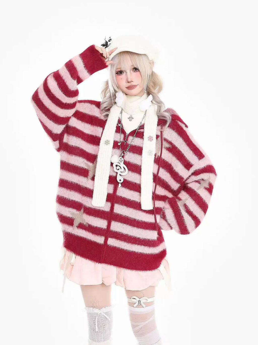Y2K Star Stripe Soft Touch Knit Cardigan OL2178