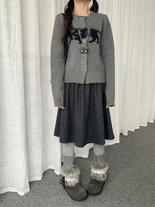 Polka Dot High Waist A Line Midi Skirt  OL2179