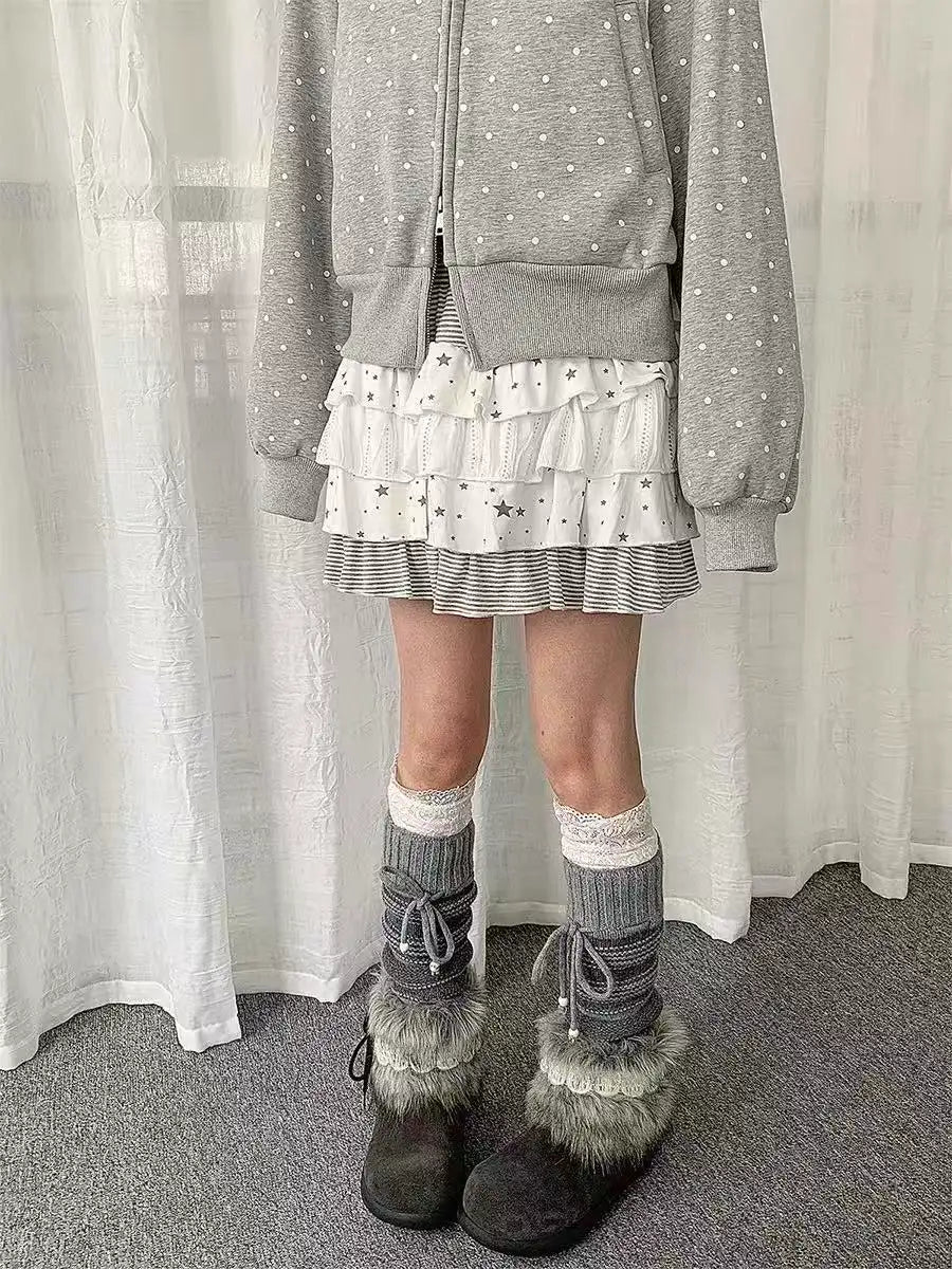 Star Stripe Pleated Mini Skirt  OL2180