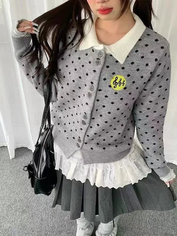 Sweet Polka Dot Button Cardigan   oliviroa オリヴィオラ
