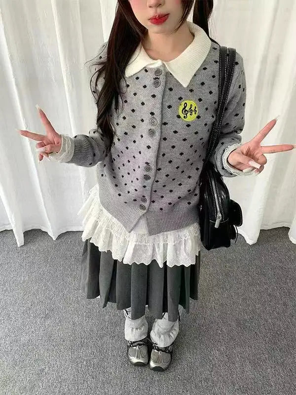 Sweet Polka Dot Button Cardigan   oliviroa オリヴィオラ