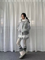 Polka Dot Hooded Zip Hoodie   OL2183