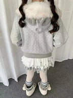 Polka Dot Hooded Zip Hoodie   OL2183