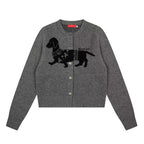 Retro Sausage Dog Jacquard Cardigan OL2184
