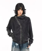 Vintage Washed Cropped Zip Hoodie   oliviroa オリヴィオラ