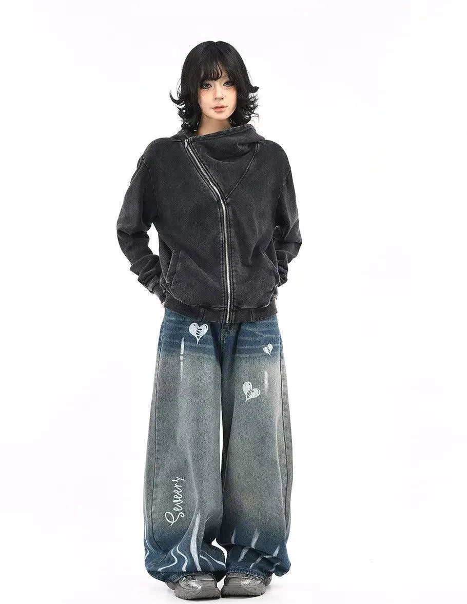 Vintage Washed Cropped Zip Hoodie   OL2186