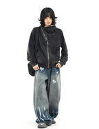 Vintage Washed Cropped Zip Hoodie   OL2186