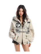 Y2K Bunny Ear Faux Fur Zip Hoodie   oliviroa オリヴィオラ